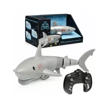 Акула серая на РУ в коробке водозащита,двойной мотор,плавает вперед-назад,поворачивает ZYB-B3540