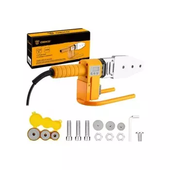 Аппарат для сварки полипропиленовых труб DEKO PPWM2100W LCD Advanced в металлическом кейсе, 6 насадок (20-63 мм)