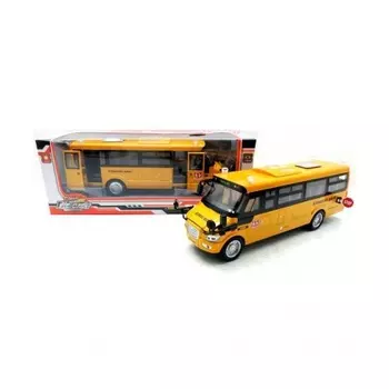 Автобус школьный инерционный на бат(свет,звук)в коробке открываются двери,звук мотора,свет маячков 671
