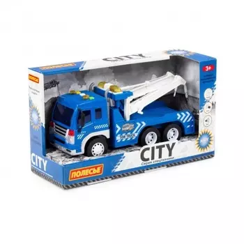 Автомобиль инерционный Полесье "Сити" эвакуатор свет, звук синий арт.86525 /8
