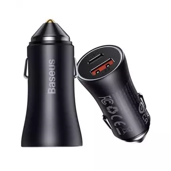 Автомобильное зарядное устройство Baseus Golden Contactor Max Dual темно-серый (CGJM000113)