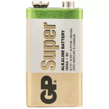 Батарейка алкалиновая GP Super Alkaline 9V Крона - 1 шт. на блистере