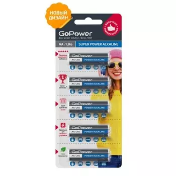 Батарейка GoPower LR6 AA BL5 Alkaline 1.5V (00-00023779)