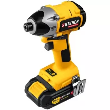 Бесщеточный винтоверт, кейс (CSB-300-2) STEHER V1, 20 В, 300 Н·м, 2 АКБ (2 А·ч)