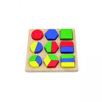 Блочный пазл "Собери фигуры" (дерево) в коробке VIGA VG58573