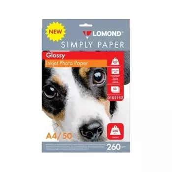 Бумага Lomond Simply 0102152 A4/260г/м2/50л./белый CIE148% глянцевое для струйной печати