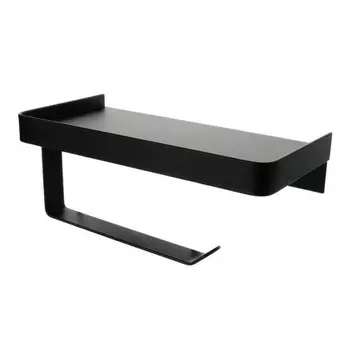 Бумагодержатель с полкой для телефона черный Fixsen Hotel (FX-31011B)