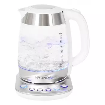 Чайник электрический Hyundai HYK-G4033 1.7л. 2200Вт белый/серебристый (корпус: стекло)