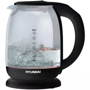 Чайник электрический Hyundai HYK-S3809 1.7л. 2200Вт черный (стекло/пластик)