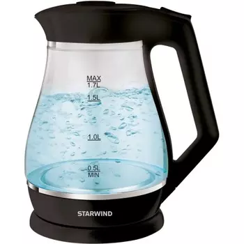 Чайник электрический Starwind SKS2035 1.7л. 2200Вт черный корпус: стекло/пластик