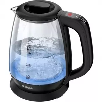 Чайник электрический Starwind SKS3036 1.7л. 2200Вт черный корпус: стекло