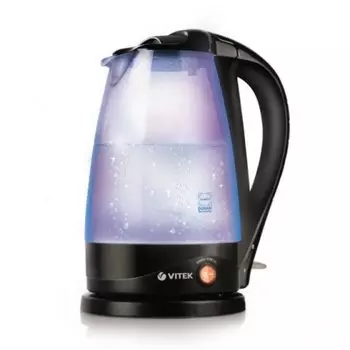 Чайник электрический Vitek VT-1180 1.7л. 2200Вт серебристый/черный (стекло/пластик)
