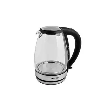 Чайник электрический Vitek VT-7046 1.7л. 2200Вт прозрачный/черный (пластик/стекло)