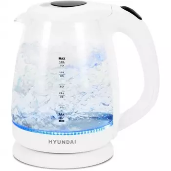 Чайник электрический Hyundai HYK-G2001 1.8л. 2200Вт белый/серый (стекло/пластик)