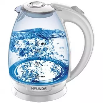 Чайник электрический Hyundai HYK-G2409 1.7л. 2200Вт белый/серебристый (стекло/пластик)