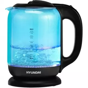 Чайник Hyundai HYK-G2806 1.7л. 2200Вт голубой/черный (стекло)