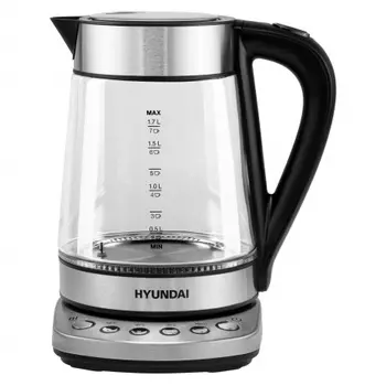 Чайник Hyundai HYK-G3026 1.7л. 2200Вт серебристый/черный (стекло/металл/пластик)