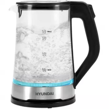 Чайник электрический Hyundai HYK-G3401 1.7л. 2200Вт черный/серебристый (стекло/пластик)