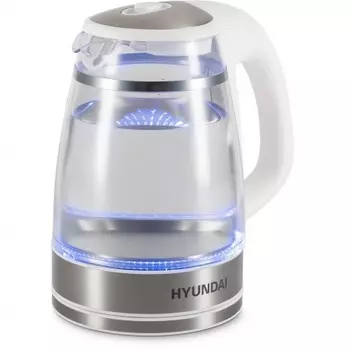 Чайник электрический Hyundai HYK-G3506 1.7л. 2200Вт белый/серебристый (стекло)