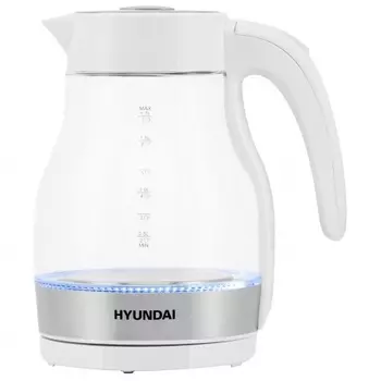 Чайник электрический Hyundai HYK-G3802 1.7л. 2200Вт белый/серебристый (стекло)