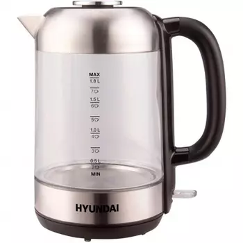 Чайник Hyundai HYK-G4034 1.8л. 2200Вт черный/прозрачный (стекло/пластик)