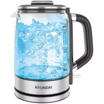 Чайник электрический Hyundai HYK-G5501 1.7л. 2200Вт серебристый/черный (стекло)