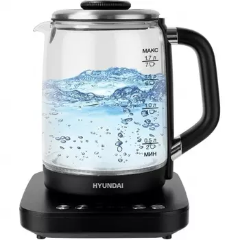 Чайник электрический Hyundai HYK-G5506 1.7л. 2200Вт черный/серебристый (стекло)