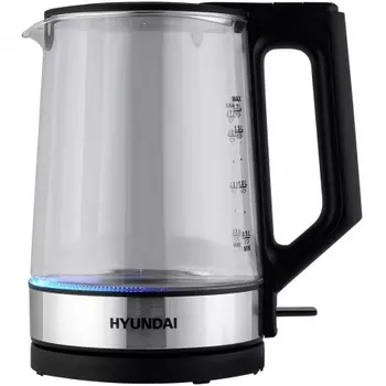 Чайник электрический Hyundai HYK-G8808 1.7л. 2200Вт черный/серебристый (стекло)