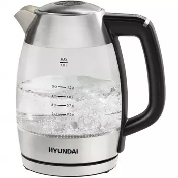 Чайник электрический Hyundai HYK-G9408 1.9л. 2200Вт черный/серебристый (стекло)