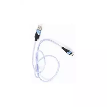 Дата-кабель Borofone BU19 Streamer, USB - Micro-USB, 2.4А, с подсветкой, синий (23253)