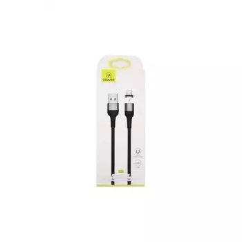 Дата-Кабель USAMS US-SJ326 U28 USB - Lightning, 2.4A (1 м) с индикатором, магнитный, нейлоновая оплетка, серый (SJ326USB03)
