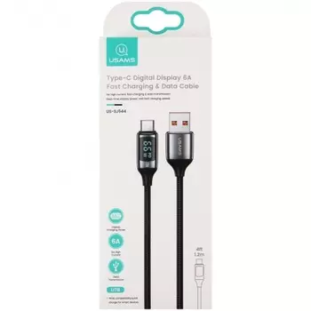 Дата-Кабель USAMS US-SJ544 U78 USB - Type-C Digital Display 6A Fast Charging, 1.2m, черный(SJ544USB01)