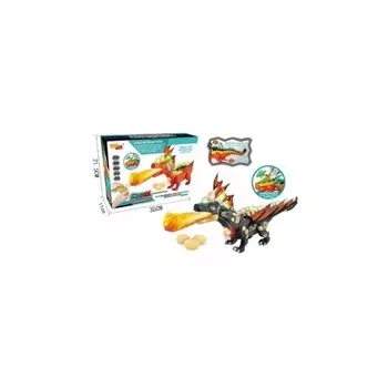 Динозавр на РУ (свет,звук,спрей) с яйцами (3шт) в коробке машет крыльями и хвостом,открывает рот,ходит;красный 66163