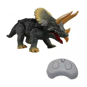 Динозавр TRICERATOPS на РУ (свет,звук) в коробке светятся глаза,кивает головой,ходит,рычит 9988B
