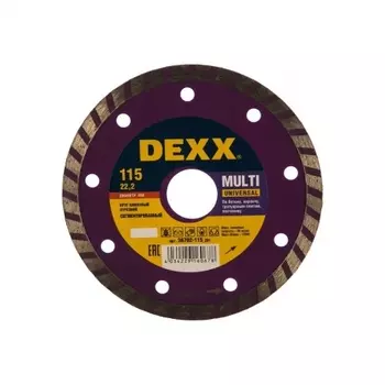 Диск алмазный DEXX Multi Universal, 115 мм, (22.2 мм, 7 х 1.9 мм), сегментированный (36702-115)