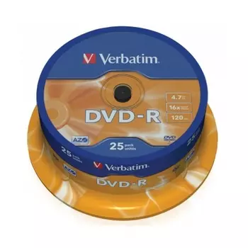 Диск DVD-R Verbatim 4.7Gb 16x Cake Box (25шт) (43522)