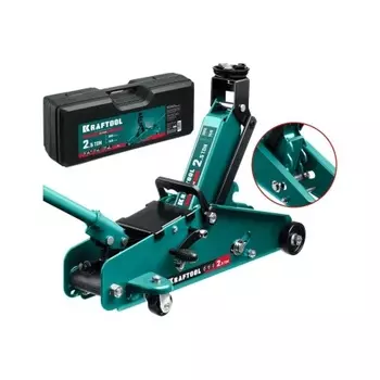 Домкрат подкатной KRAFTOOL S-PIN, в кейсе 2.5т, 140-385 мм, с увеличенным подъемом и фиксатором (43457-2.5-K)