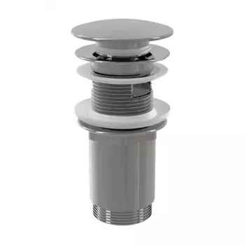 Донный клапан AlcaPlast A392C сифона для умывальника CLICK/CLACK 5/4", цельнометаллический с переливом и большой заглушкой, хром