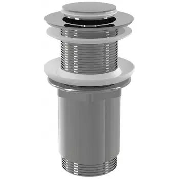 Донный клапан AlcaPlast A394 сифона для умывальника CLICK/CLACK 5/4", цельнометаллический с малой заглушкой, без перелива, для пластиковых и стеклянных умывальников, хром