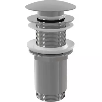 Донный клапан AlcaPlast A395 сифона для умывальника CLICK/CLACK 5/4", цельнометаллический с большой белой заглушкой, без перелива, для пластиковых и стеклянных умывальников, хром