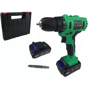 Дрель аккумуляторная Zitrek Greenpower 16-Li (16В, Li-ion аккумулятор 2шт, ЗУ, кейс, бита)