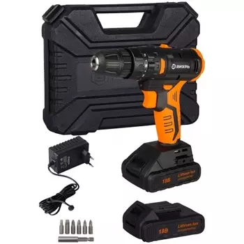 Дрель-шуруповерт аккумуляторная ДА-18Л-2К/Б (2,0 А/ч) (бесщеточный двигатель) Вихрь