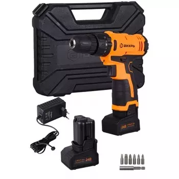 Дрель-шуруповерт аккумуляторная ДА-24Л-2К/Б (2,0 А/ч) (бесщеточный двигатель) Вихрь