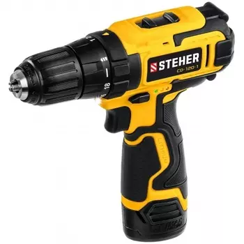Дрель-шуруповерт, кейс (CD-120-1) STEHER 12 В, 30 Н·м, 1 АКБ (2 А·ч)