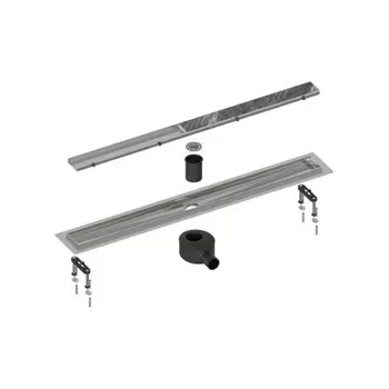 Душевой лоток TIMO Drain System 1000 с двусторонней панелью "plate" под плитку, Сатин (DS230210/01)