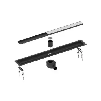 Душевой лоток TIMO Drain System 600 с двусторонней панелью "plate" под плитку, Чёрный (DS230206/03)