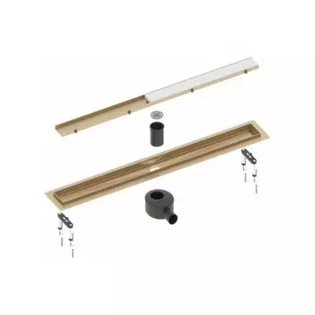 Душевой лоток TIMO Drain System 800 с двусторонней панелью "plate" под плитку, Золото матовое (DS230208/17)