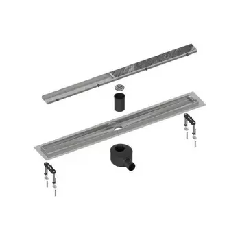 Душевой лоток TIMO Drain System 800 с двусторонней панелью "plate" под плитку, Хром (DS230208/00)