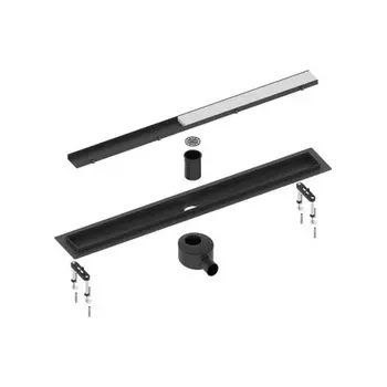 Душевой лоток TIMO Drain System 800 с двусторонней панелью "plate" под плитку, Чёрный (DS230208/03)