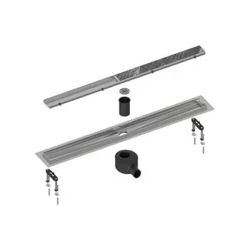 Душевой лоток TIMO Drain System 900 с двусторонней панелью "plate" под плитку, Сатин (DS230209/01)